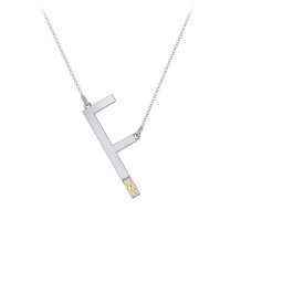 Asymmetrical Initial Necklace with Accent Stones - F