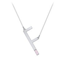 Asymmetrical Initial Necklace with Accent Stones - F