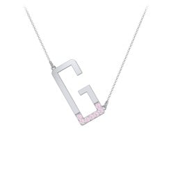 Asymmetrical Initial Necklace with Accent Stones - G