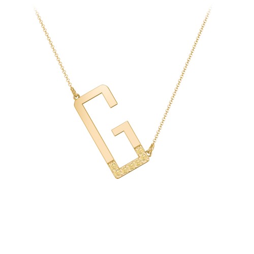 Asymmetrical Initial Necklace with Accent Stones - G – 18K Gold Plated Silver with Citrine