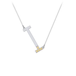 Asymmetrical Initial Necklace with Accent Stones - I