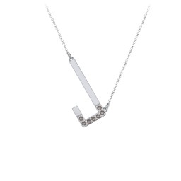 Asymmetrical Initial Necklace with Accent Stones - J