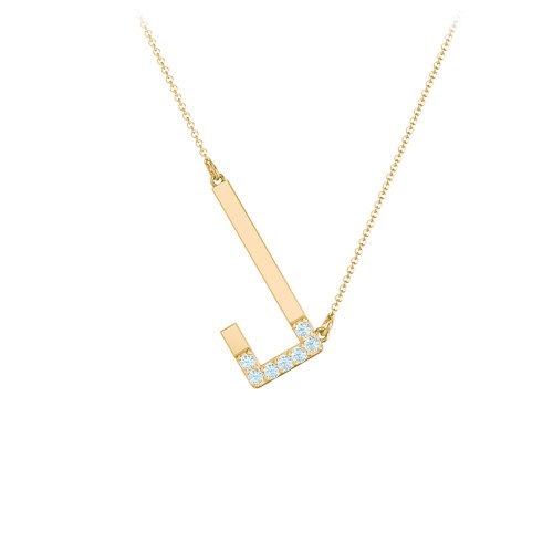 Asymmetrical Initial Necklace with Accent Stones - J – 18K Gold Plated Silver with Blue Topaz