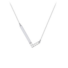 Asymmetrical Initial Necklace with Accent Stones - L – Sterling Silver with Cubic Zirconia