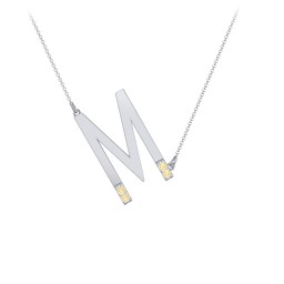 Asymmetrical Initial Necklace with Accent Stones - M