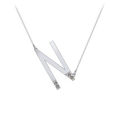 Asymmetrical Initial Necklace with Accent Stones - N