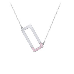 Asymmetrical Initial Necklace with Accent Stones - O