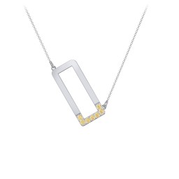 Asymmetrical Initial Necklace with Accent Stones - O
