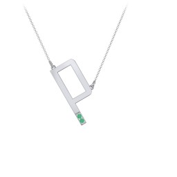 Asymmetrical Initial Necklace with Accent Stones - P