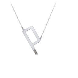 Asymmetrical Initial Necklace with Accent Stones - P