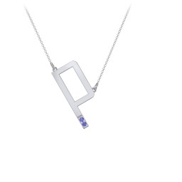 Asymmetrical Initial Necklace with Accent Stones - P