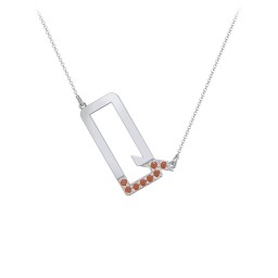 Asymmetrical Initial Necklace with Accent Stones - Q