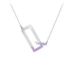 Asymmetrical Initial Necklace with Accent Stones - Q