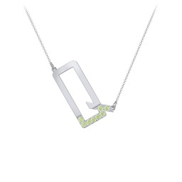 Asymmetrical Initial Necklace with Accent Stones - Q