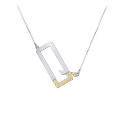 Asymmetrical Initial Necklace with Accent Stones - Q