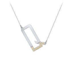 Asymmetrical Initial Necklace with Accent Stones - Q