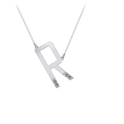 Asymmetrical Initial Necklace with Accent Stones - R