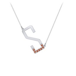 Asymmetrical Initial Necklace with Accent Stones - S
