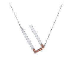 Asymmetrical Initial Necklace with Accent Stones - U