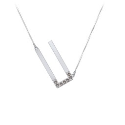 Asymmetrical Initial Necklace with Accent Stones - U