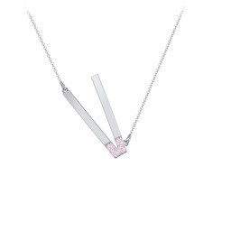 Asymmetrical Initial Necklace with Accent Stones - V