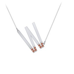 Asymmetrical Initial Necklace with Accent Stones - W