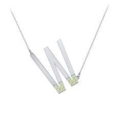 Asymmetrical Initial Necklace with Accent Stones - W
