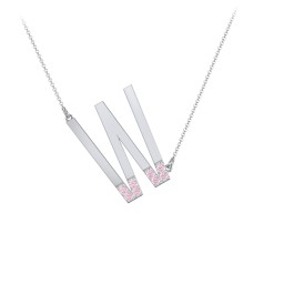 Asymmetrical Initial Necklace with Accent Stones - W