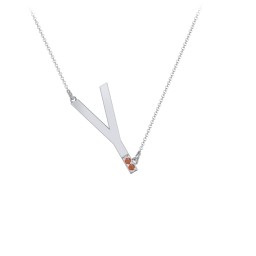 Asymmetrical Initial Necklace with Accent Stones - Y