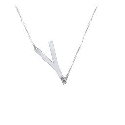 Asymmetrical Initial Necklace with Accent Stones - Y