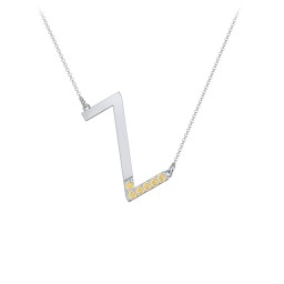 Asymmetrical Initial Necklace with Accent Stones - Z