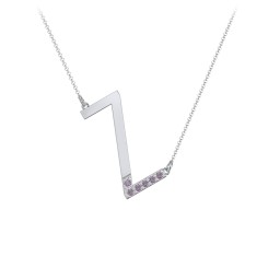 Asymmetrical Initial Necklace with Accent Stones - Z