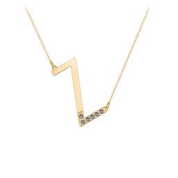 Asymmetrical Initial Necklace with Accent Stones - Z in 18K Gold Plated Silver with Smokey Quartz