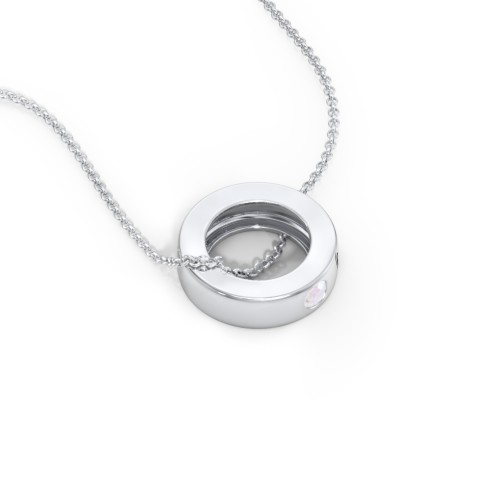 Engravable Gemstone Stacking Ring Charm Necklace - 1 – Sterling Silver with Opal