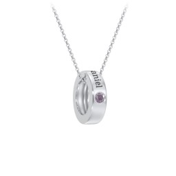 Engravable Gemstone Stacking Ring Charm Necklace - 1 in 925 Sterling Silver with Alexandrite