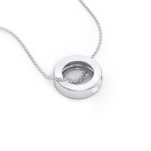 Engravable Gemstone Stacking Ring Charm Necklace - 1 – Sterling Silver with Diamond