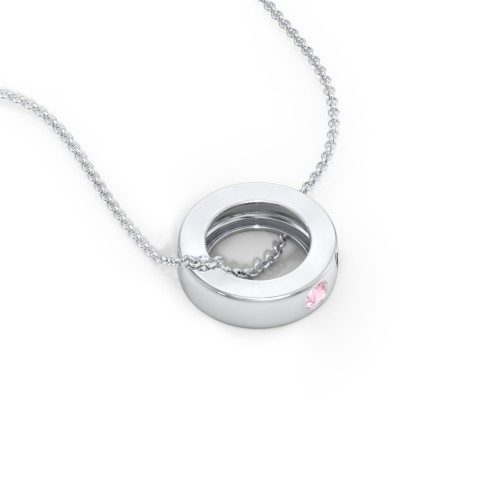 Engravable Gemstone Stacking Ring Charm Necklace - 1 – Sterling Silver with Pink Tourmaline