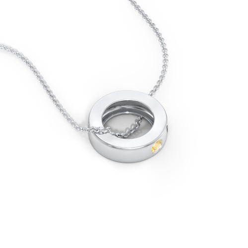 Engravable Gemstone Stacking Ring Charm Necklace - 1 – Sterling Silver with Citrine