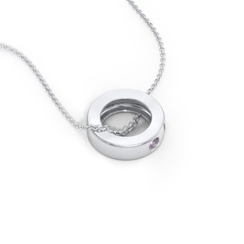 Engravable Gemstone Stacking Ring Charm Necklace - 1 – Sterling Silver with Alexandrite