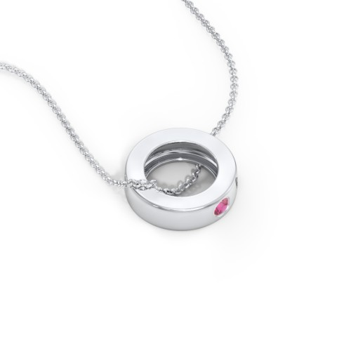 Engravable Gemstone Stacking Ring Charm Necklace - 1 – Sterling Silver with Ruby