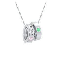 Engravable Gemstone Stacking Ring Charm Necklace - 2