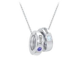 Engravable Gemstone Stacking Ring Charm Necklace - 2