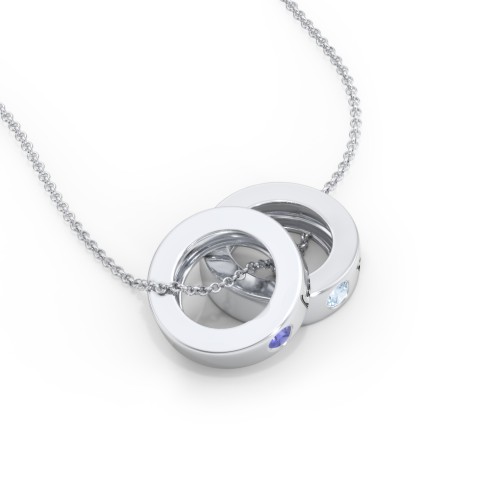 Engravable Gemstone Stacking Ring Charm Necklace - 2