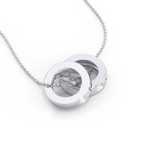 Engravable Gemstone Stacking Ring Charm Necklace - 2 – Sterling Silver with Peridot