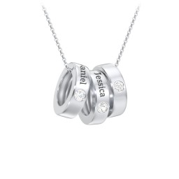 Engravable Gemstone Stacking Ring Charm Necklace - 3