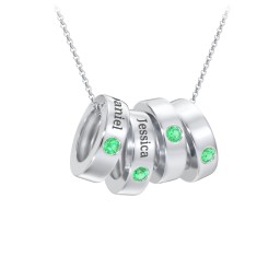 Engravable Gemstone Stacking Ring Charm Necklace - 4