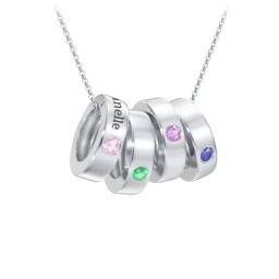 Engravable Gemstone Stacking Ring Charm Necklace - 4
