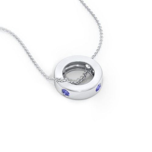Multi-Gemstone Stacking Ring Charm Necklace - 1 – Sterling Silver with Blue Sapphire