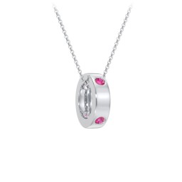 Multi-Gemstone Stacking Ring Charm Necklace - 1 in 925 Sterling Silver with Ruby