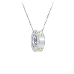 Multi-Gemstone Stacking Ring Charm Necklace - 1 in 925 Sterling Silver with Peridot